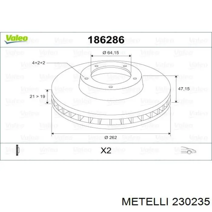 Гальмівні диски передні 230235 Metelli