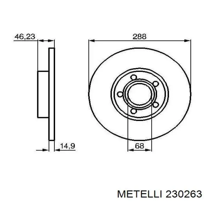 230263 Metelli диск гальмівний передній