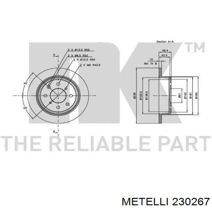 Задні дискові гальма Metelli 230267 ціна, від 21.36 USD