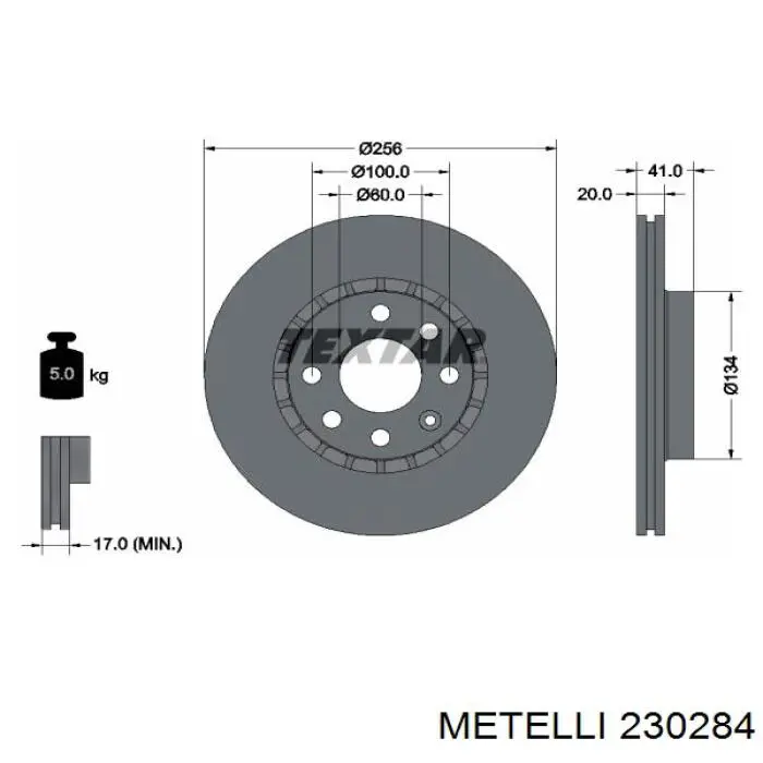 Диск переднього гальма Metelli 230284 ціна, від 25.40 USD
