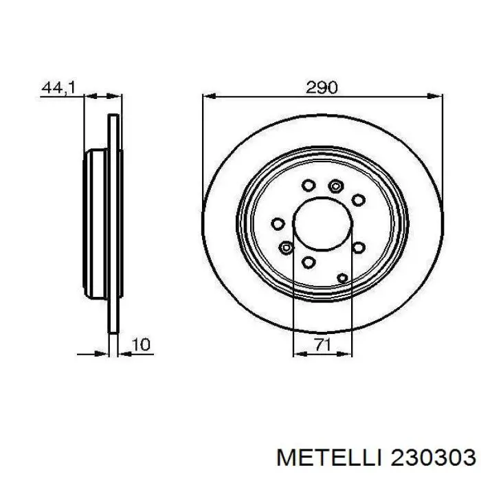 230303 Metelli диск гальмівний задній