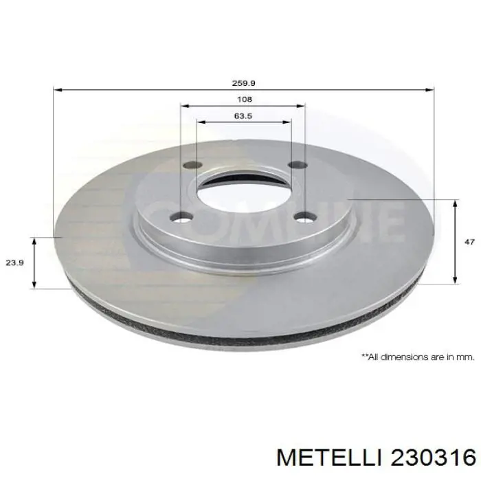 230316 Metelli Гальмо дискове переднє