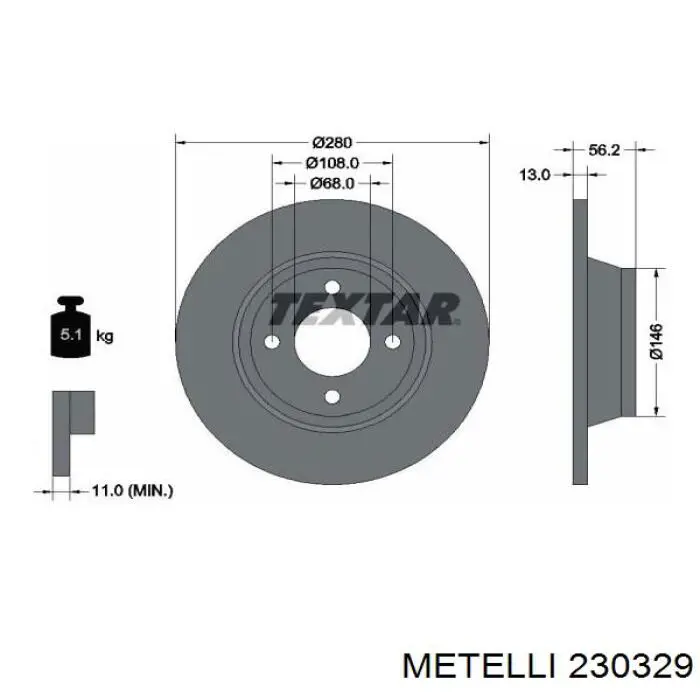 230329 Metelli Гальмо дискове переднє