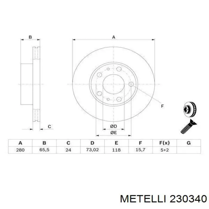 230340 Metelli Гальмо дискове переднє