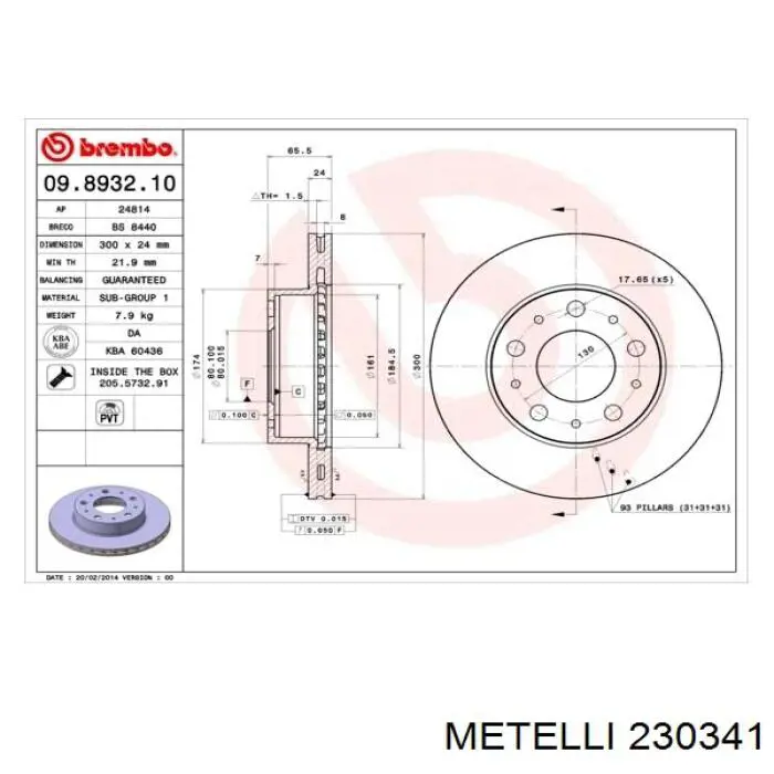 Гальмівні диски передні 230341 Metelli
