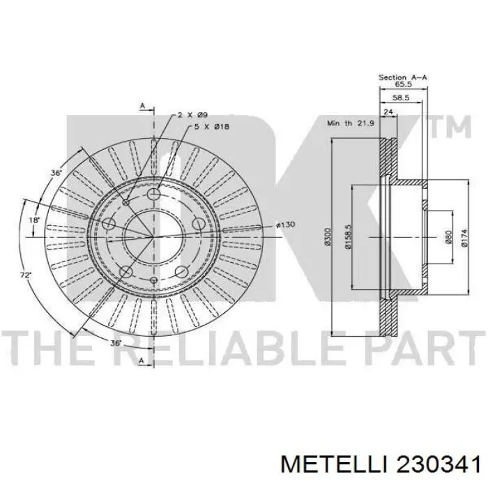 Гальмівні диски передні 230341 Metelli