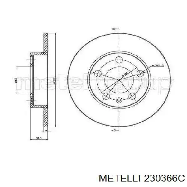 230366C Metelli диск гальмівний задній