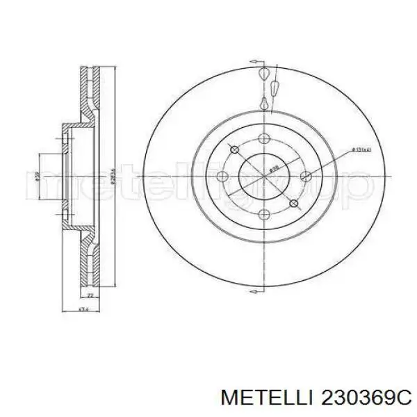 Гальмівні диски передні 230369C Metelli