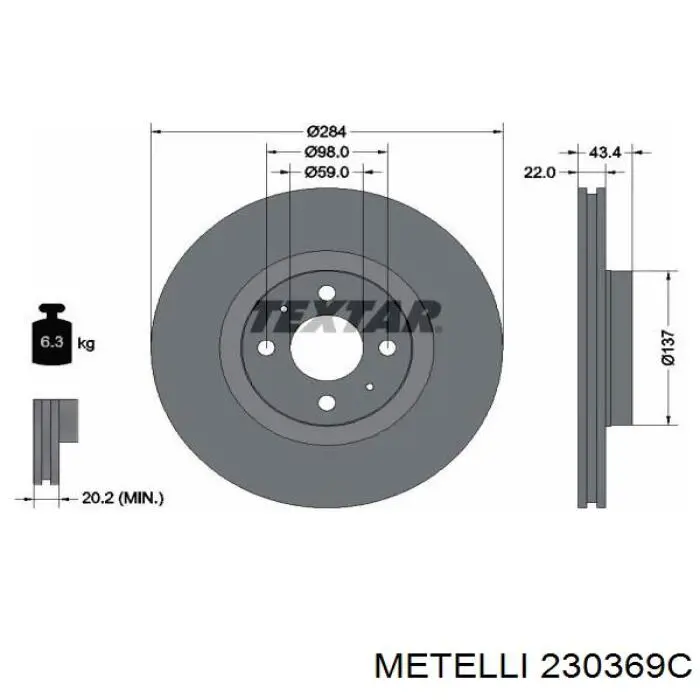 230369C Metelli Гальмо дискове переднє
