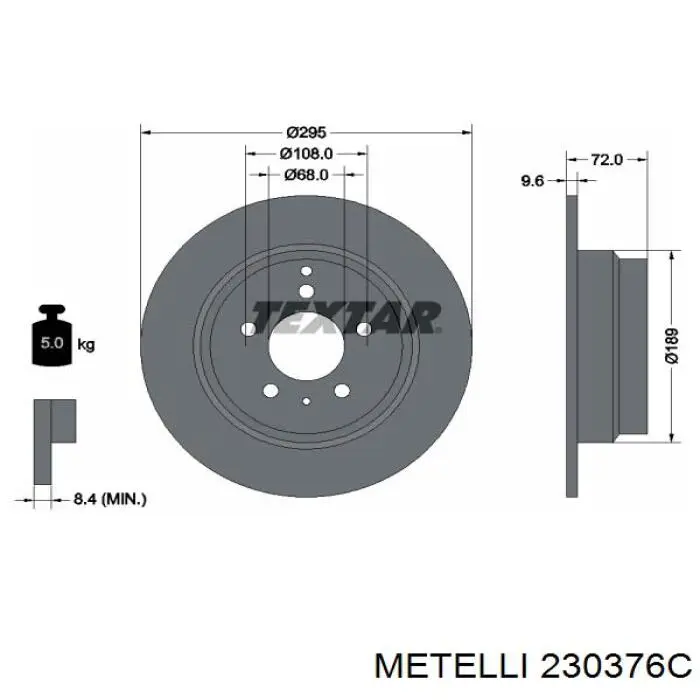 230376C Metelli диск гальмівний задній