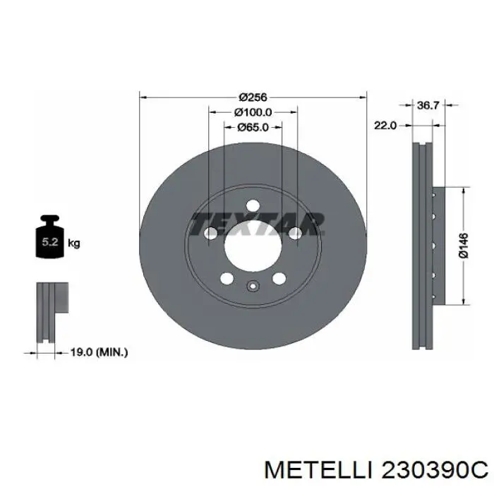 Гальмівні диски передні 230390C Metelli