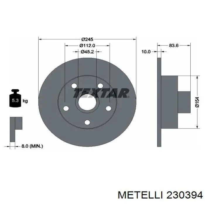 Задні дискові гальма Metelli 230394 ціна, від 31.83 USD