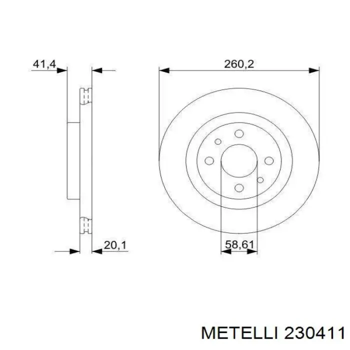 Диск гальмівний передній 230411 Metelli