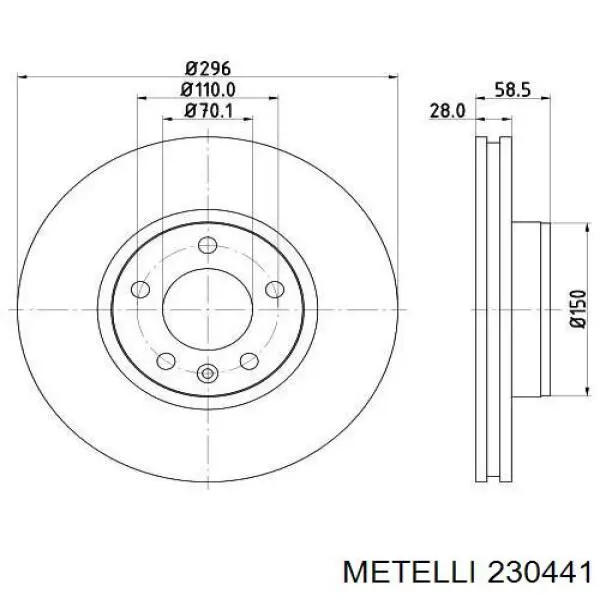 Гальмівні диски передні 230441 Metelli
