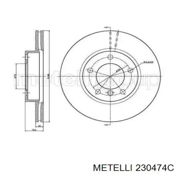 230474C Metelli диск гальмівний передній