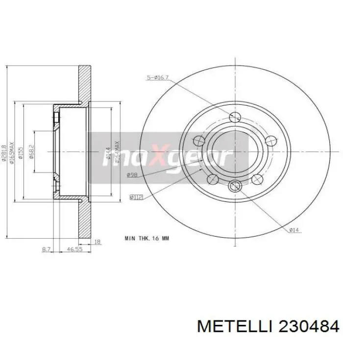 230484 Metelli Гальмо дискове переднє