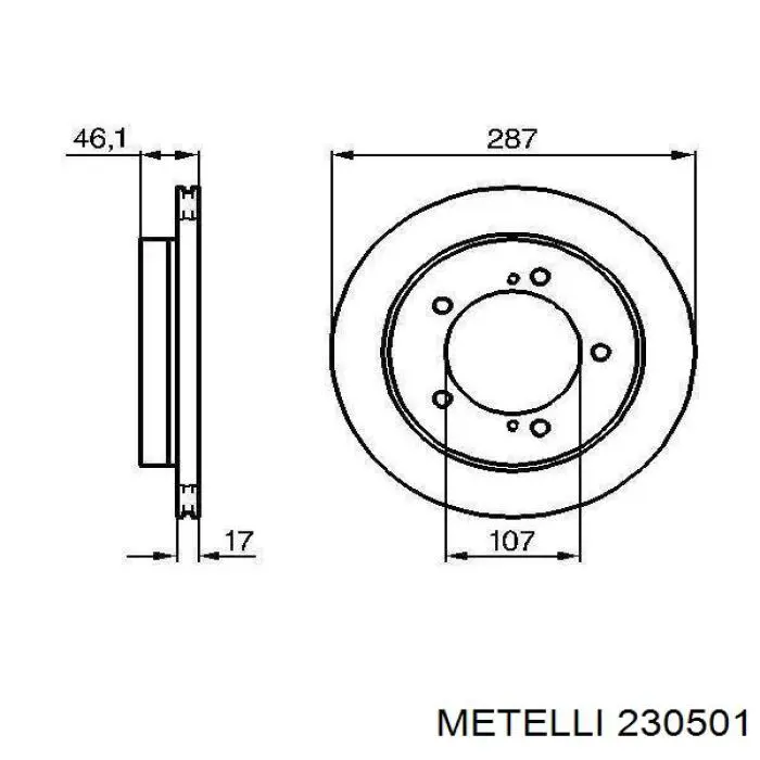 Диск гальмівний передній Metelli 230501