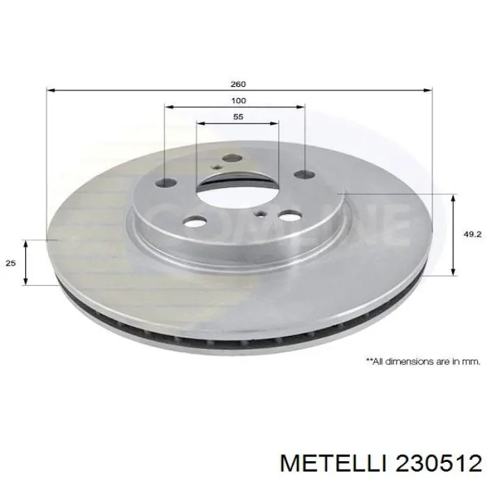 230512 Metelli диск гальмівний передній