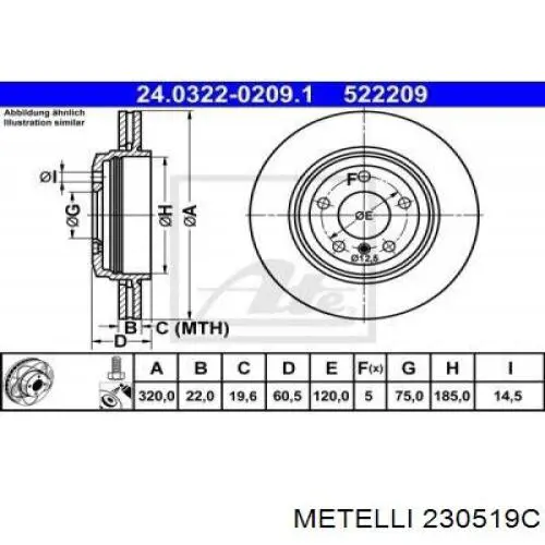 Гальмівні диски 230519C Metelli