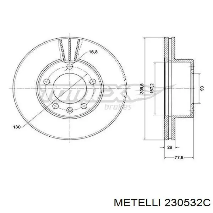 Диск гальмівний передній Metelli 230532C