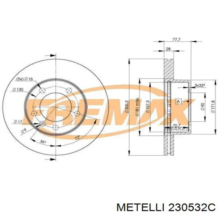 230532C Metelli Гальмо дискове переднє