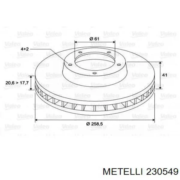 230549 Metelli Гальмо дискове переднє