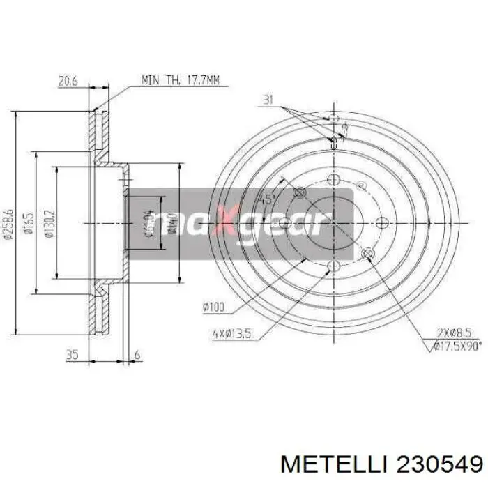 230549 Metelli Гальмо дискове переднє
