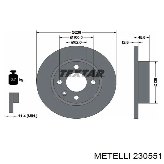 230551 Metelli диск гальмівний передній