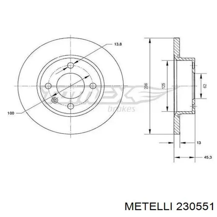 Диск переднього гальма Metelli 230551 ціна, від 22.44 USD