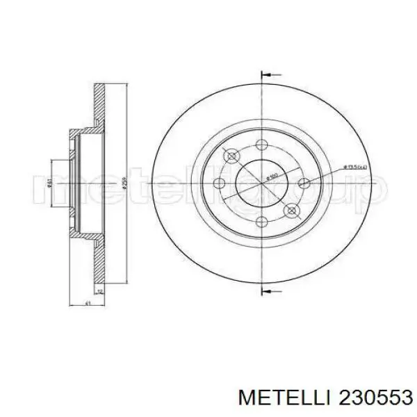 Диск гальмівний передній 230553 Metelli