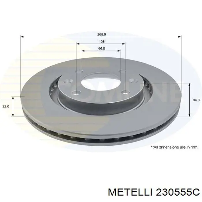 Гальмівні диски передні 230555C Metelli