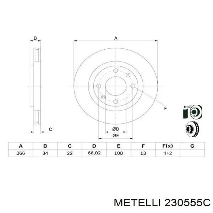 Диск переднього гальма Metelli 230555C ціна, від 30.84 USD