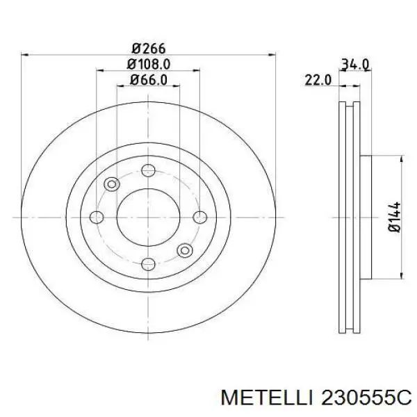 230555C Metelli диск гальмівний передній