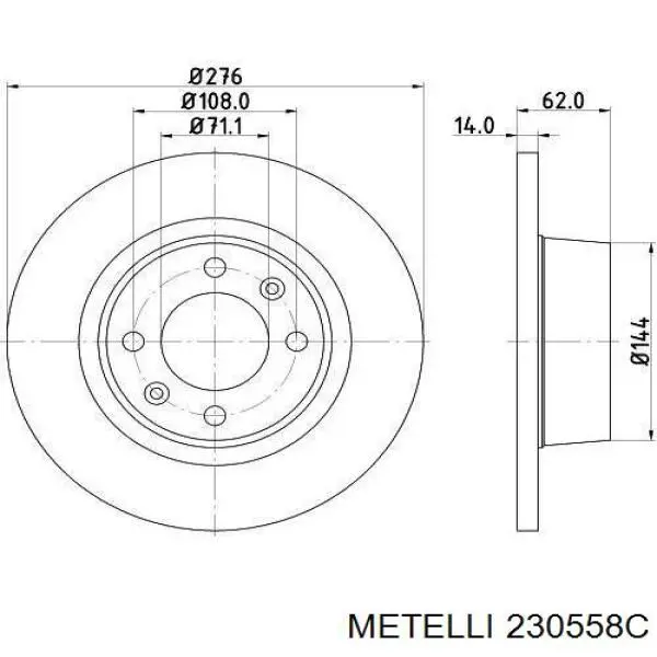 Гальмівні диски 230558C Metelli