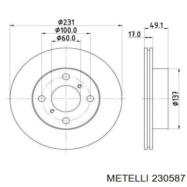 Гальмівні диски передні 230587 Metelli