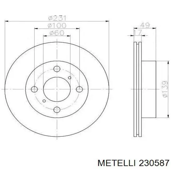 Гальмівні диски передні 230587 Metelli