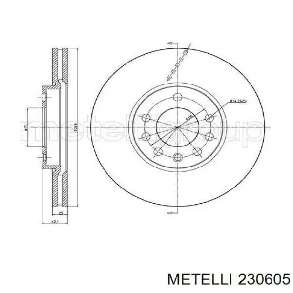 Диск гальмівний передній Metelli 230605