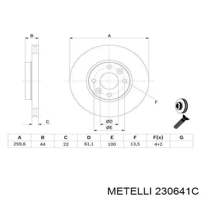Гальмівні диски передні 230641C Metelli
