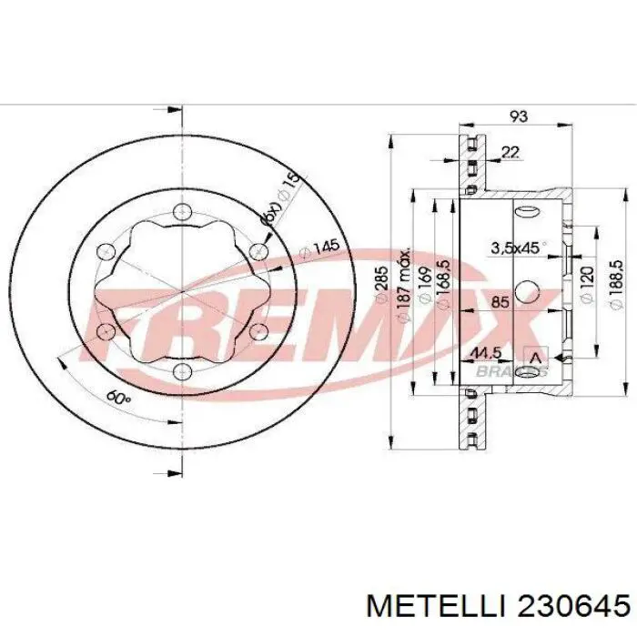 230645 Metelli Дискові гальма