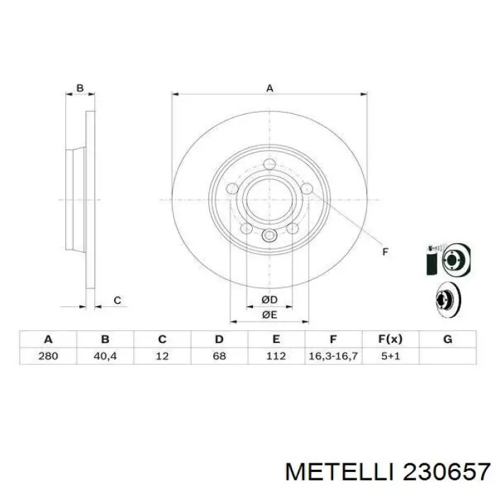Гальмівні диски 230657 Metelli