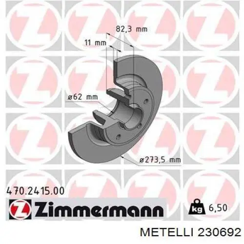 Задні дискові гальма Metelli 230692 ціна, від 72.16 USD