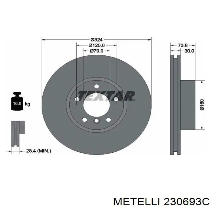 230693C Metelli диск гальмівний передній