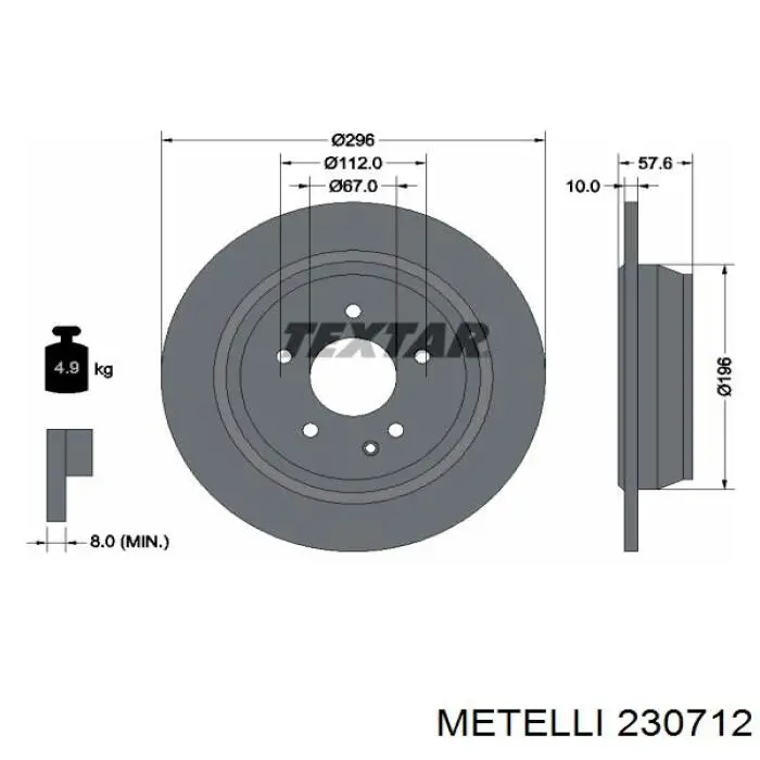 Купити 230712 Metelli Диск заднього гальма