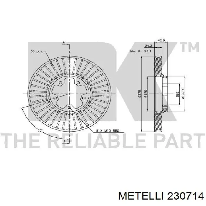 Гальмівні диски передні 230714 Metelli