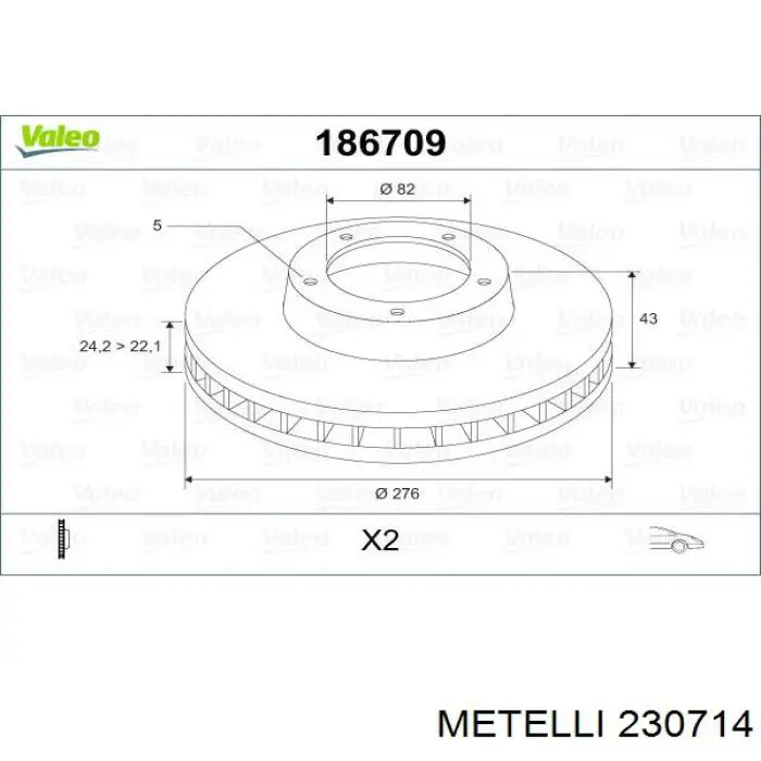 Диск переднього гальма Metelli 230714 ціна, від 35.46 USD