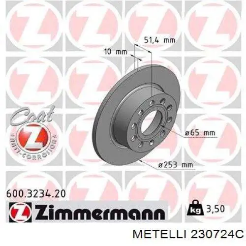 Гальмівні диски 230724C Metelli