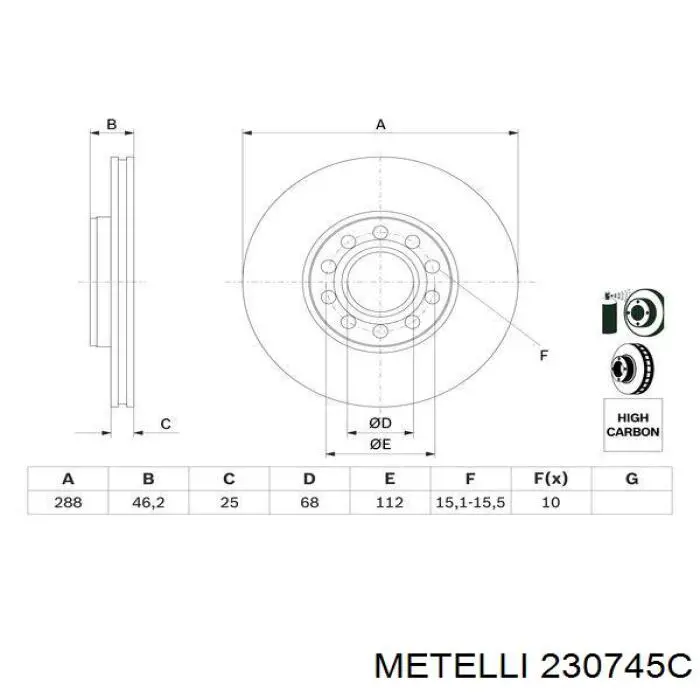 Ремкомплект передніх гальм Metelli 230745C