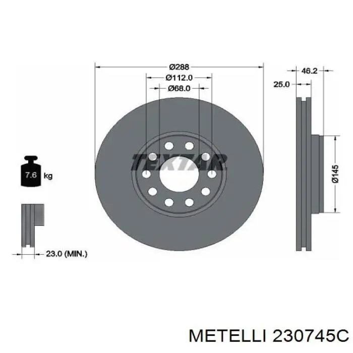 230745C Metelli диск гальмівний передній