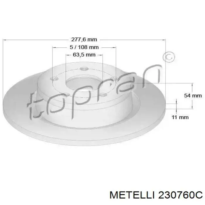 Купити 230760C Metelli Ротор гальмівний