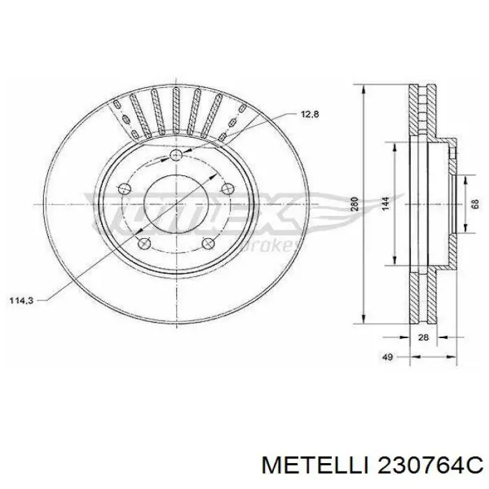 Гальмівні диски передні 230764C Metelli